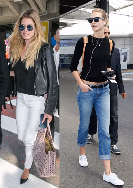 Kính mát: Để trở nên lạnh lùng, bí ẩn mà vẫn hút hồn như Doutzen Kroes và Karlie Kloss, hãy thêm vào bộ sưu tập phụ kiện chiếc kính râm to bản và mix chúng với trang phục đơn giản.