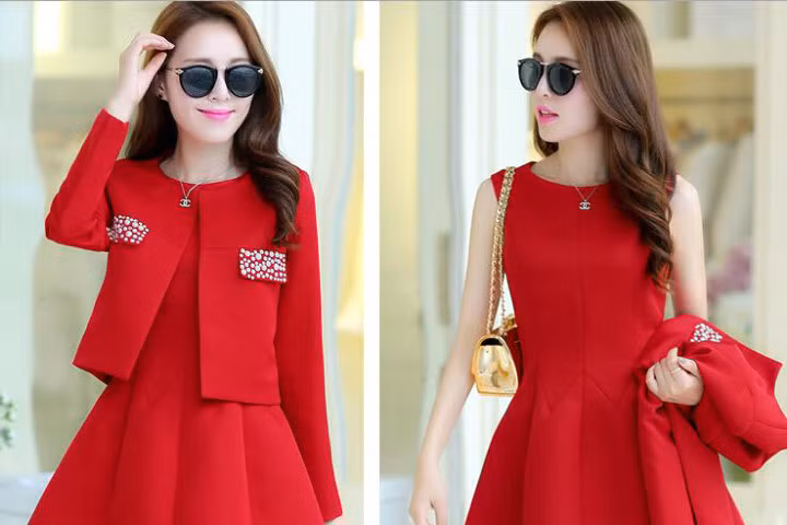 Những mẫu váy đỏ mặc ngày Tết là may mắn cả năm