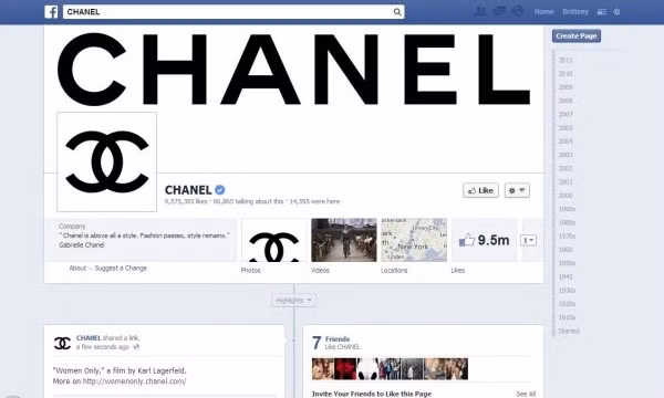  Chanel trên các mạng xã hội 