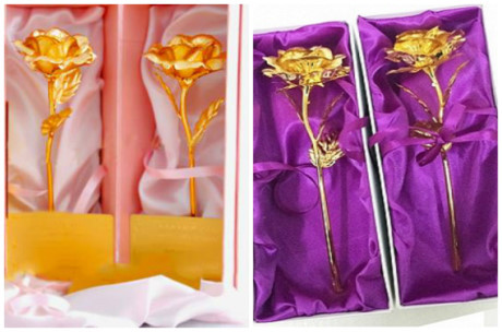 Hoa hồng mạ vàng giá 80.000 đồng hút khách trước thềm 20/10 - Ảnh 1 Hoa hong ma vang gia 80.000 dong hut khach truoc them 20/10 - Anh 1