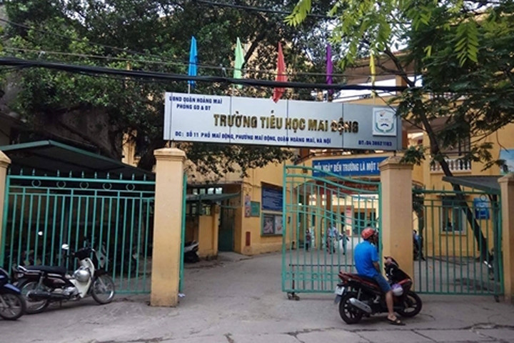 Trường Tiểu học Mai Động, nơi xảy ra vụ việc.