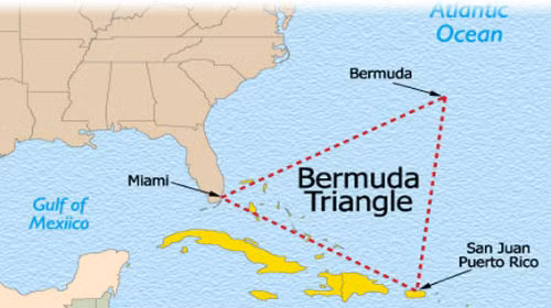 Bản đồ Tam giác quỷ Bermuda. Bản đồ