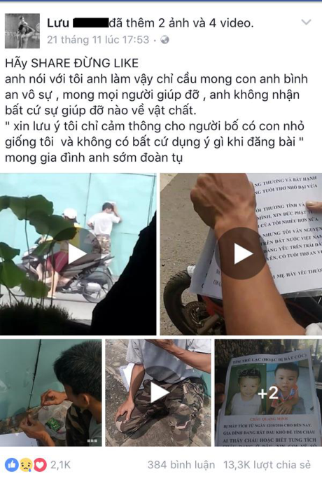 Người cha đau khổ quỳ lạy bên đường mong tìm lại con trai 3 tuổi mất tích 2 tháng nay - Ảnh 1 Nguoi cha dau kho quy lay ben duong mong tim lai con trai 3 tuoi mat tich 2 thang nay - Anh 1