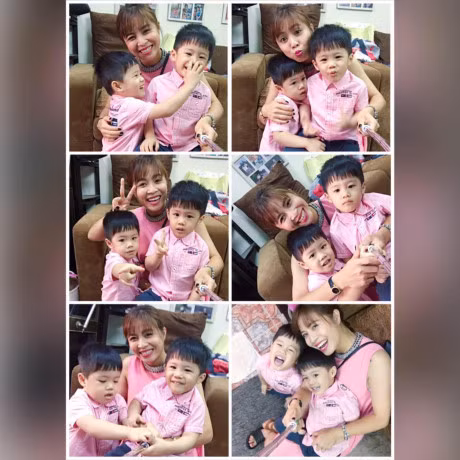 Hai con trai dang yeu, mac dep nha MC 