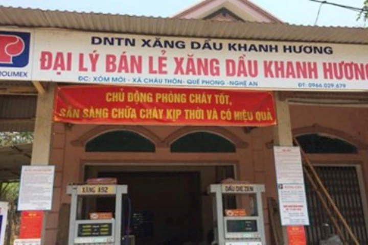 Cây xăng dầu Khanh Hương, nơi xảy ra sự việc.