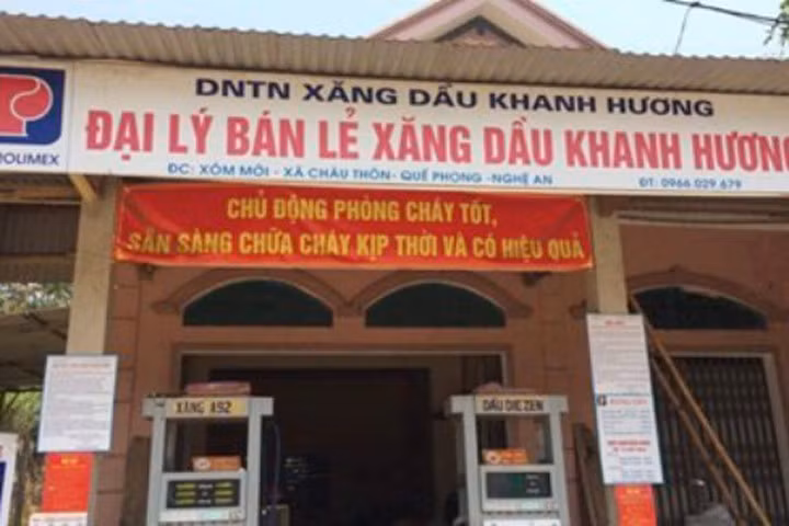 Cây xăng dầu Khanh Hương, nơi xảy ra sự việc.
