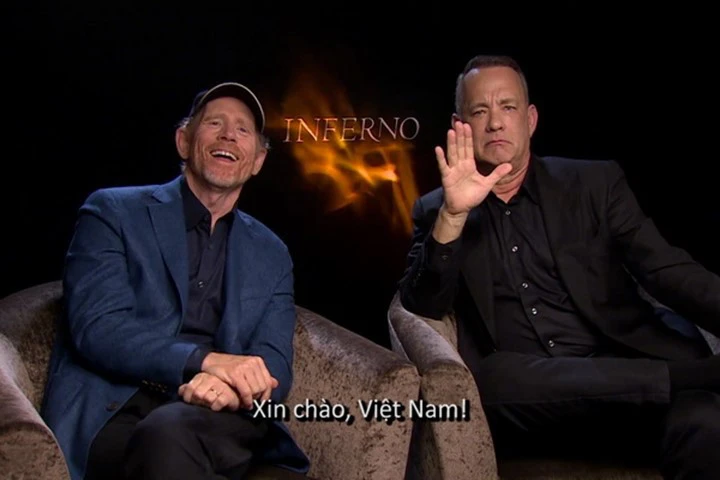 Đạo diễn Ron Howard và ngôi sao Tom Hanks trong buổi phỏng vấn dành cho Zing.vn. Ảnh: Sony.