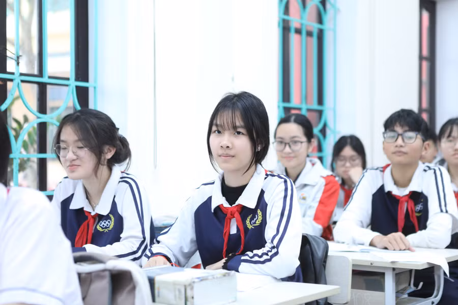 Học sinh Trường THCS Trần Đăng Ninh, TP Nam Định, tỉnh Nam Định. Ảnh: Đình Tuệ. 