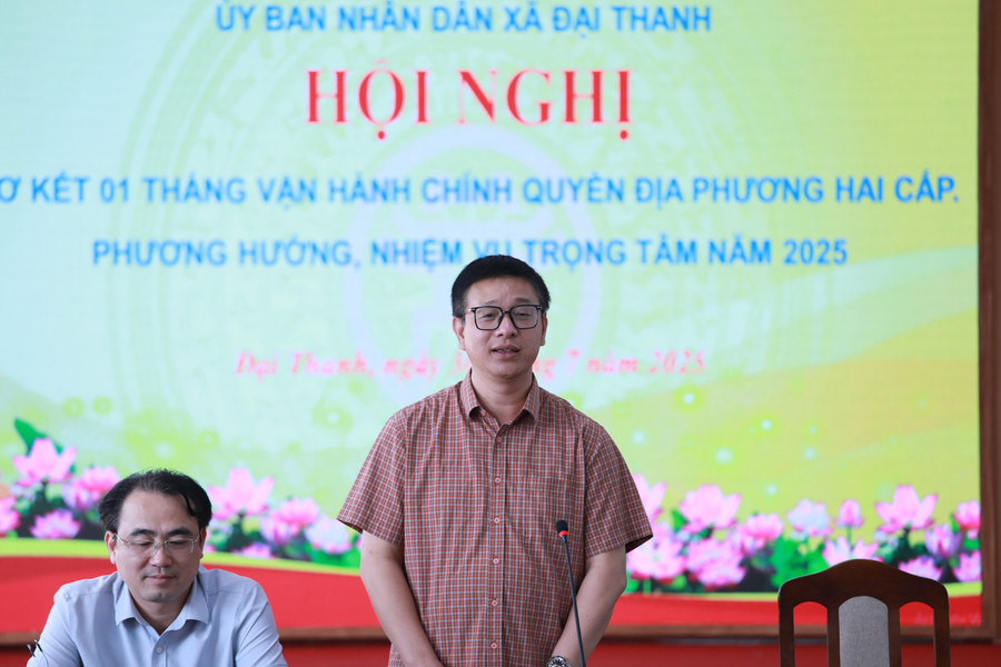 Ông Nguyễn Văn Hưng, Chủ tịch UBND xã Đại Thanh, Hà Nội nêu một số mục tiêu về lĩnh vực Giáo dục trong nhiệm kỳ tới. Ảnh: Đình Tuệ. 1.jpg