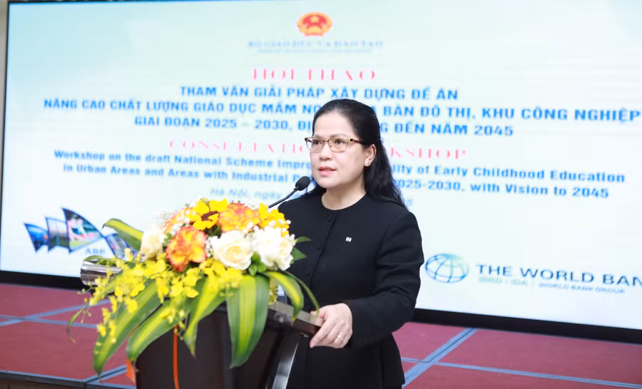 Thứ trưởng Nguyễn Thị Kim Chi phát biểu tại hội thảo. Ảnh: Khôi Nguyên.