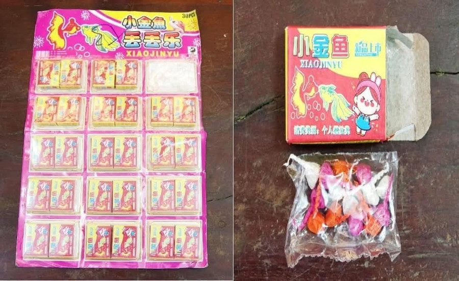 Pháo tỏi - một loại pháo gây sát thương bị lực lượng chức năng thu giữ. 
