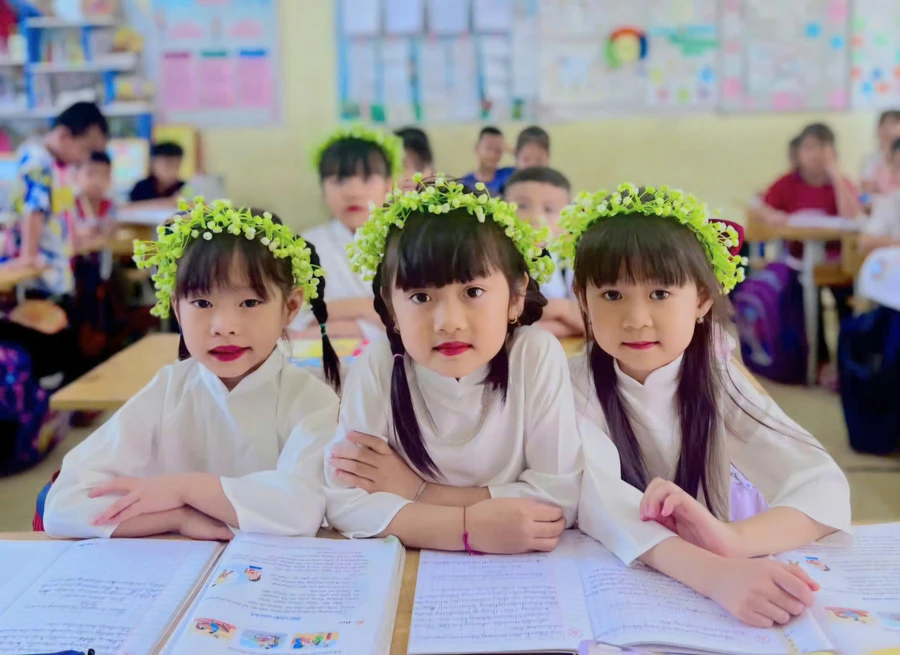 Trẻ 5 tuổi của Trường Mầm non Hoa Hướng Dương, xã Kim Bôi (huyện Kim Bôi, tỉnh Hòa Bình). Ảnh: Đình Tuệ.