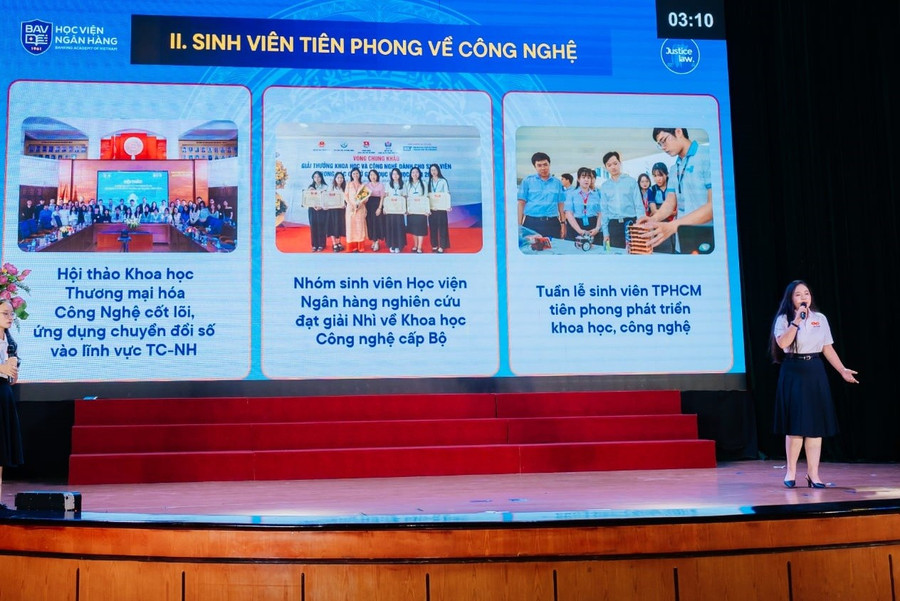 Sinh viên Học viện Ngân hàng trong Cuộc thi tìm hiểu về Nghị quyết 57-NQ/TW.