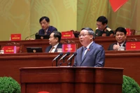 Phó Bí thư Thường trực Thành ủy Hà Nội Nguyễn Văn Phong tham luận tại Đại hội lần thứ XIV của Đảng. Ảnh: TTXVN.