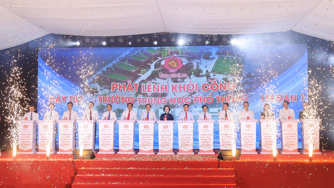 Phó Thủ tướng Phạm Thị Thanh Trà dự lễ khởi công Trường THPT Nam Đàn 1