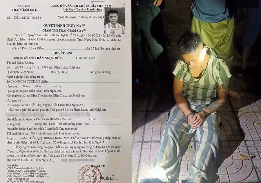 Trần Ngọc Hòa bị lực lượng chức năng bắt giữ.