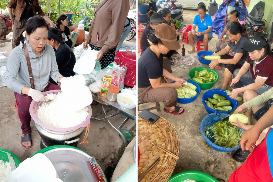 Ngoài ra, người dân bản Hòa Sơn, Sơn Hà (xã Mường Xén) cũng nấu hơn 2.000 suất cơm miễn phí tặng cho những hoàn cảnh khó khăn. nau-com-muong-xen-1.jpg