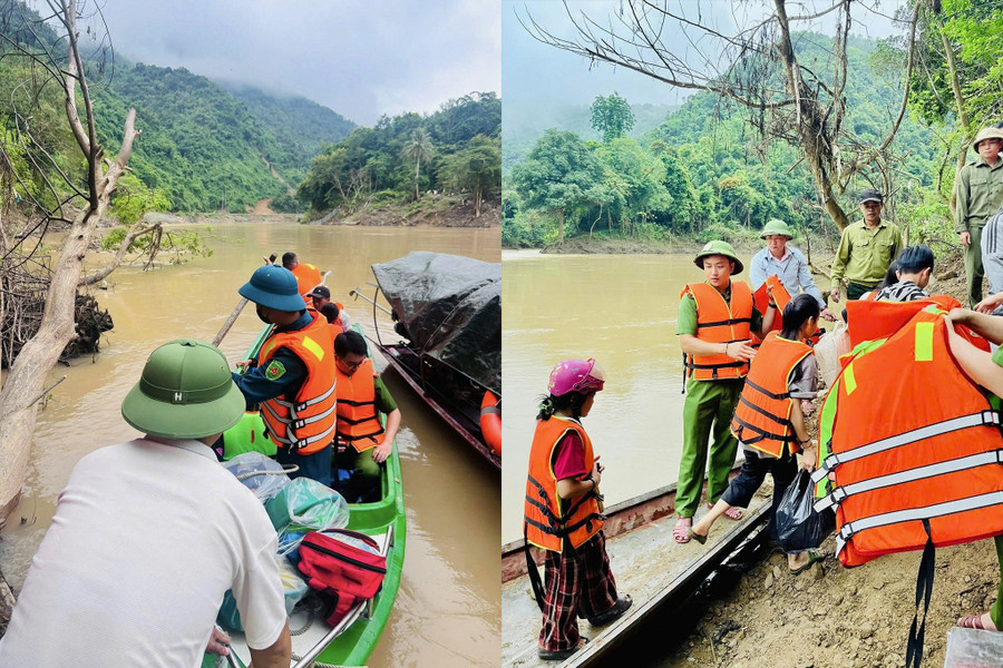 Nhờ sự hỗ trợ của lực lượng chức năng, 2 chiếc thuyền được trang bị áo phao, dây cứu sinh, còi cảnh báo chở hàng trăm em học sinh, giáo viên và phụ huynh qua sông mỗi ngày. luong-minh-2.jpg