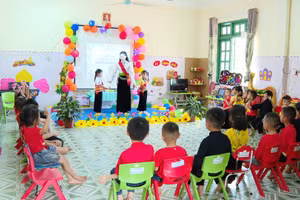 Một tiết học của cô trò trường Mầm non Chiềng Sinh.