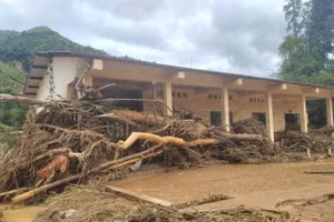 Trường Mầm non Na Phát, xã Na Son, tỉnh Điện Biên bị thiệt hại nặng về cơ sở vật chất.