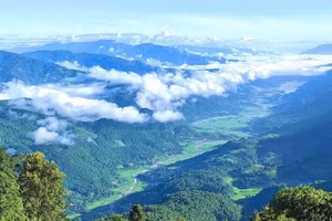 Trung tâm xã Mường Tùng nhìn từ trên cao.