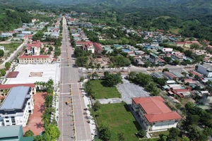 Trung tâm xã Mường Nhé nhìn từ trên cao.