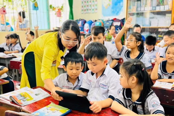 Tiết dạy của cô Nguyễn Thanh Thảo, Trường Tiểu học Thuận Kiều. Ảnh: NVCC.