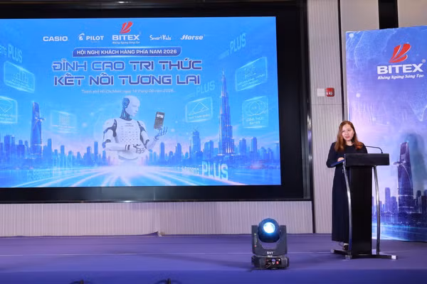 Bà Trần Thanh Thảo, Tổng Giám đốc công ty BITEX phát biểu tại sự kiện.