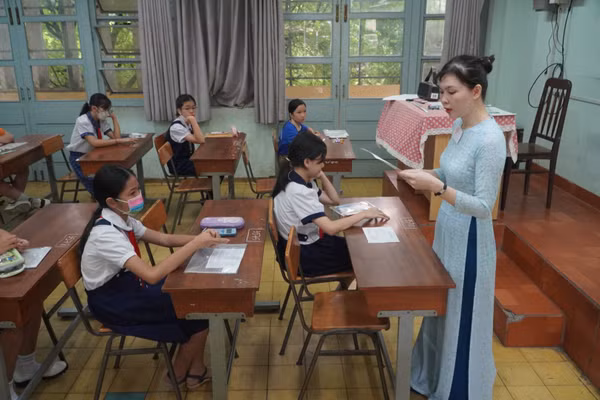 Học sinh tham gia khảo sát vào lớp 6 Trường THCS và THPT Trần Đại Nghĩa.