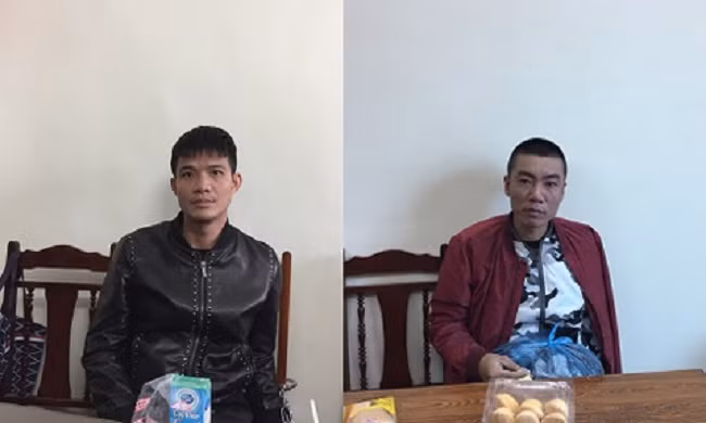 Đối tượng Long và Xuân tại cơ quan điều tra Đối tượng Long và Xuân tại cơ quan điều tra