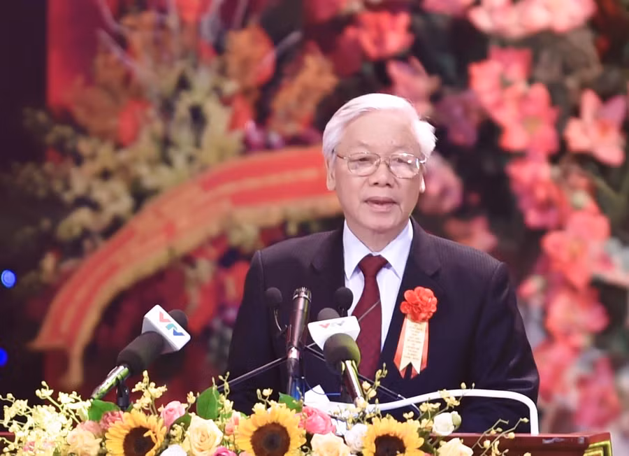 Tổng Bí thư Nguyễn Phú Trọng phát biểu tại Lễ kỷ niệm. Ảnh VGP