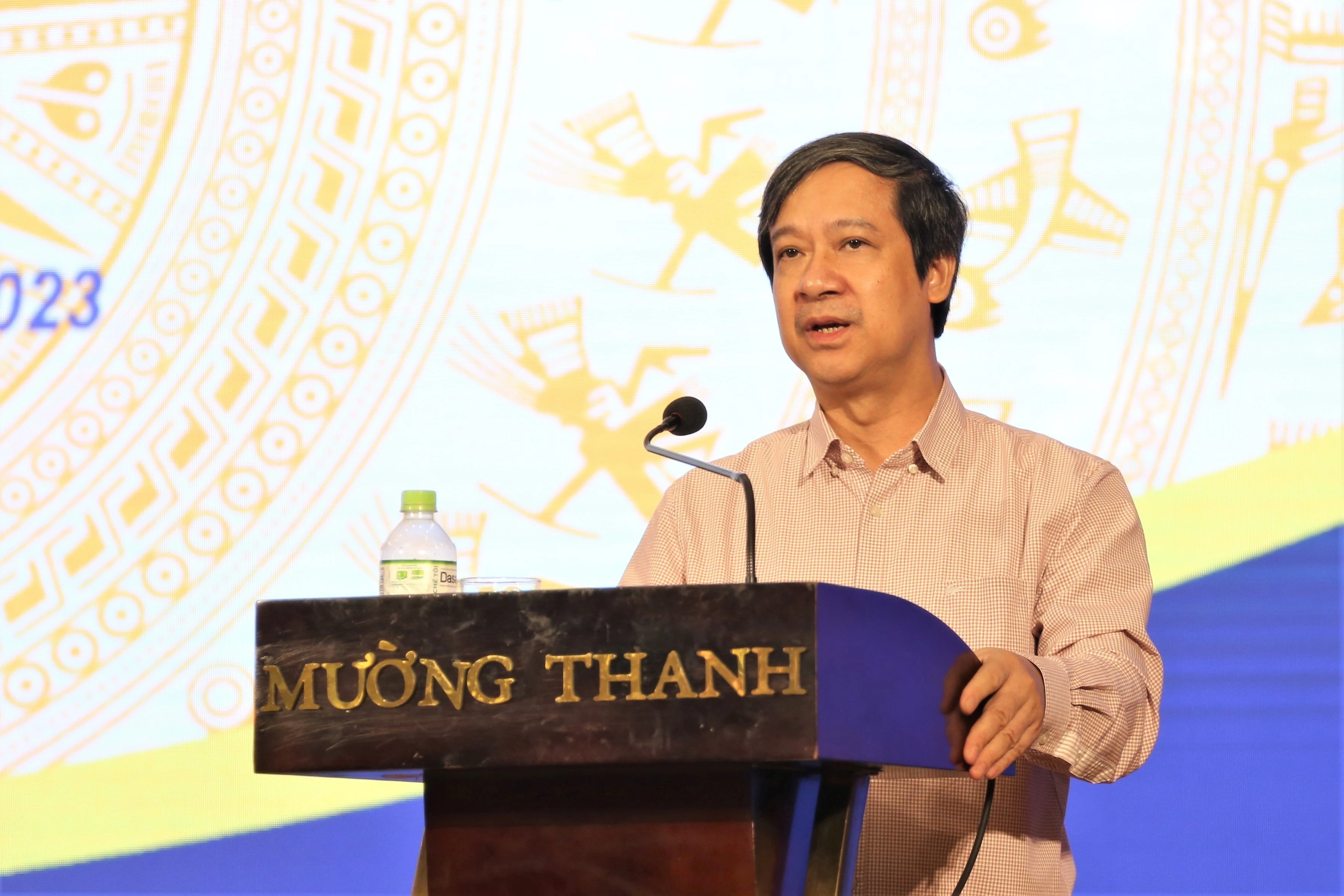 Bộ trưởng Nguyễn Kim Sơn phát biểu chỉ đạo về các giải pháp nhằm nâng chất lượng giáo dục mầm non.