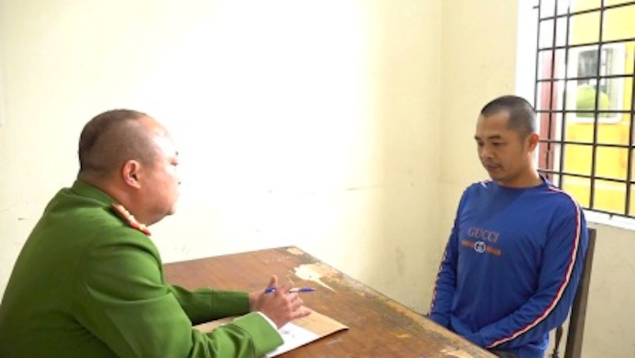  Bùi Quang Huy tại cơ quan điều tra. Ảnh Công an tỉnh Hưng Yên