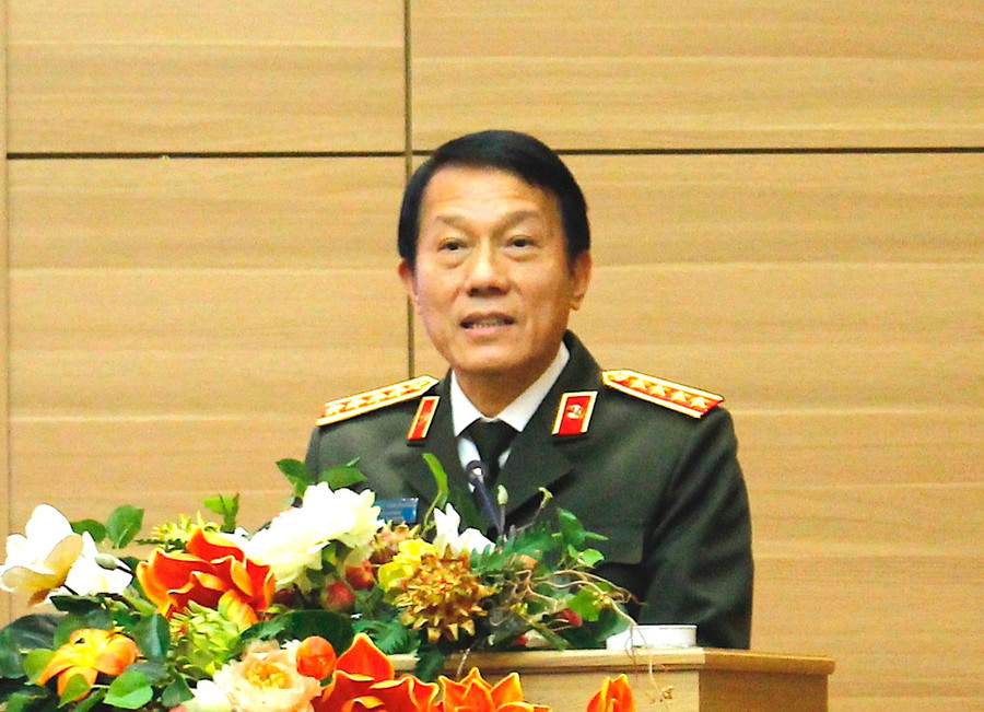 Bộ trưởng Bộ Công an Lương Tam Quang phát biểu tại hội nghị.