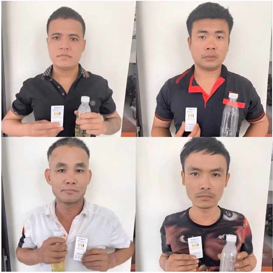 Các đối tượng cùng tang vật vụ án. Ảnh: Công an Hưng Yên.