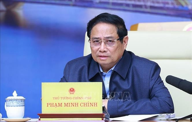 Thủ tướng Phạm Minh Chính chủ trì Phiên họp lần thứ nhất của Ban Chỉ đạo thực hiện thí điểm một số cơ chế, chính sách đặc thù phát triển thành phố Đà Nẵng. (Ảnh: Dương Giang/TTXVN)