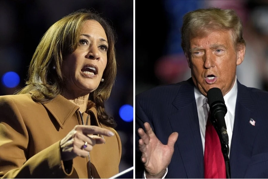 Phó Tổng thống Mỹ Kamala Harris và cựu Tổng thống Donald Trump.