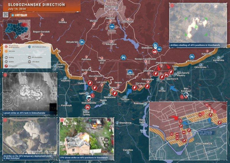 Bản đồ chiến sự Ukraine ngày 14/7, hướng Slobozhanske. (Ảnh: Rybar) 11-kho-dan-boc-chay,-tuyen-duong-sat-bi-doi-hoa-luc-2.jpg