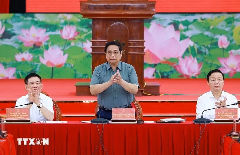 Thủ tướng Phạm Minh Chính chủ trì hội nghị. (Ảnh: Dương Giang/TTXVN)