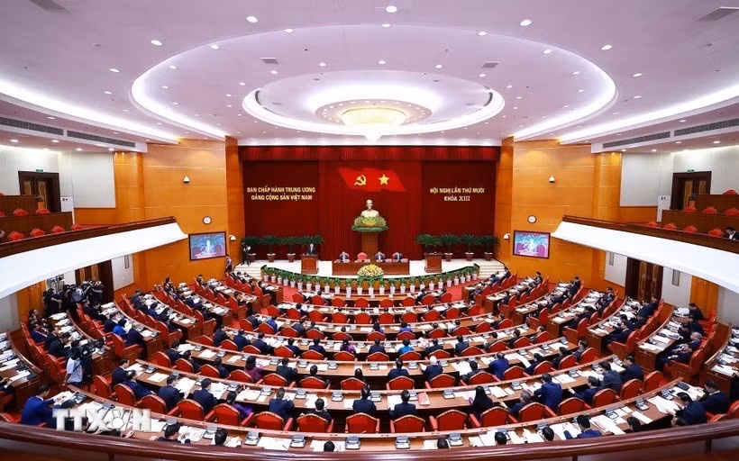 Phiên khai mạc Hội nghị lần thứ 10 Ban Chấp hành Trung ương Đảng Cộng sản Việt Nam khóa XIII. (Ảnh: Dương Giang/TTXVN) 