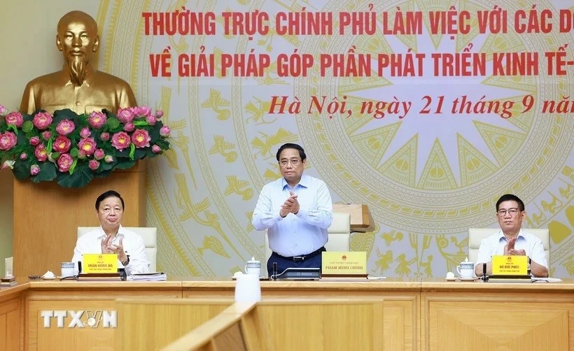 Thủ tướng Phạm Minh Chính chủ trì Hội nghị. (Ảnh: Dương Giang/TTXVN) 