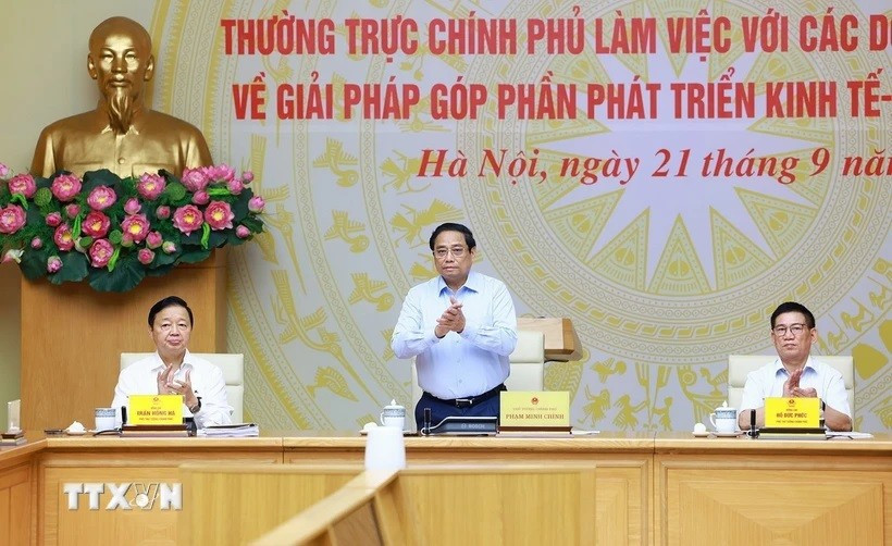 Thủ tướng Phạm Minh Chính chủ trì Hội nghị. (Ảnh: Dương Giang/TTXVN) 