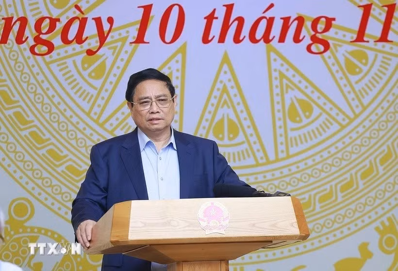 Thủ tướng Phạm Minh Chính chủ trì Phiên họp thứ nhất BCĐ Trung ương triển khai xoá nhà tạm, nhà dột nát trên phạm vi cả nước. (Ảnh: Dương Giang/TTXVN) 