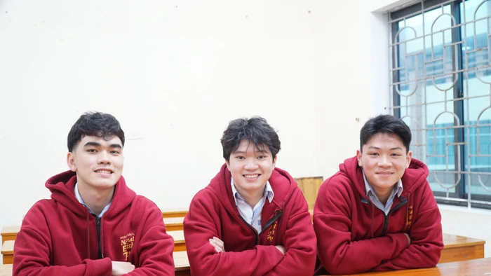 3 nam sinh Trần Nhật Nam, Nguyễn Phước Hải Khánh, Nguyễn Quang Minh. Ảnh: Hồ Lài