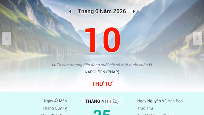 Lịch âm 10/6 - Xem lịch âm ngày 10/6
