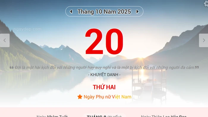 Lịch âm 20/10 - Xem lịch âm ngày 20/10