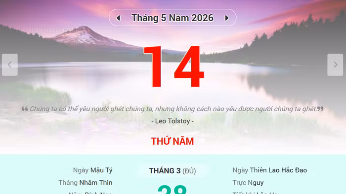 Lịch âm 14/5 - Xem lịch âm ngày 14/5