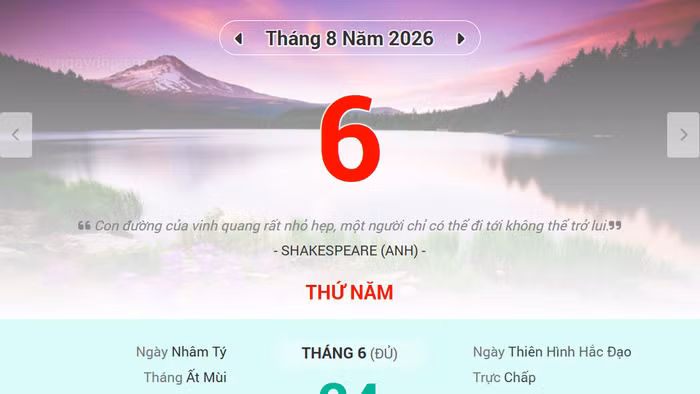 Lịch âm 6/8 - Xem lịch âm ngày 6/8