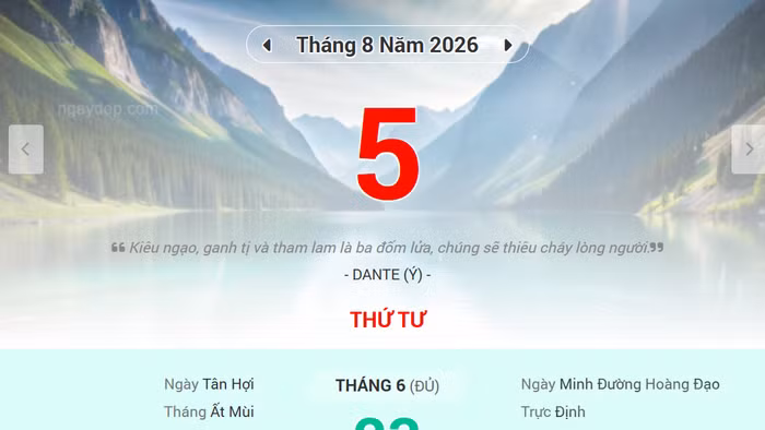 Lịch âm 5/8 - Xem lịch âm ngày 5/8