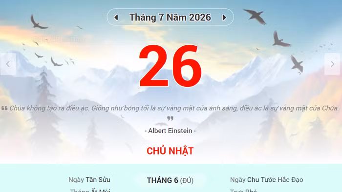 Lịch âm 26/7 - Xem lịch âm ngày 26/7